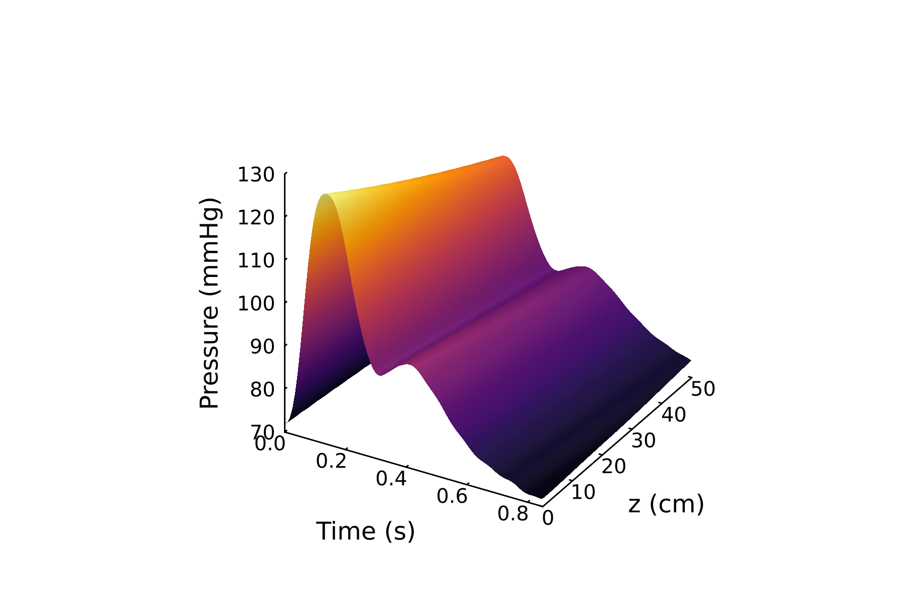Animation of modeled arterial blood flow